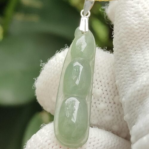 Jadeite Triple Prosperity Bean Pendant - Jalan Meragi Road Singapore Y.P.Q certified quality testing - approved 8