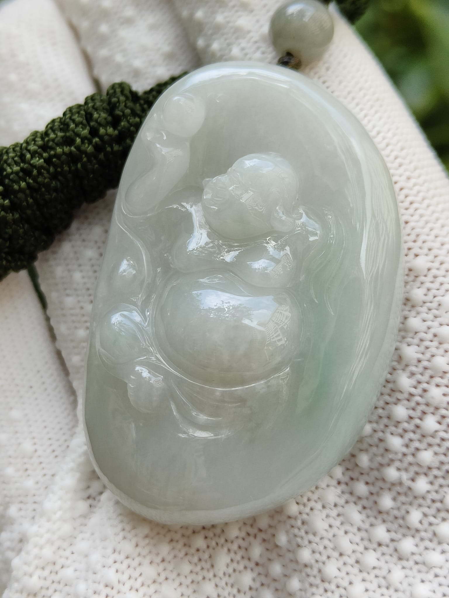 Jadeite Serenity Laughing Buddha