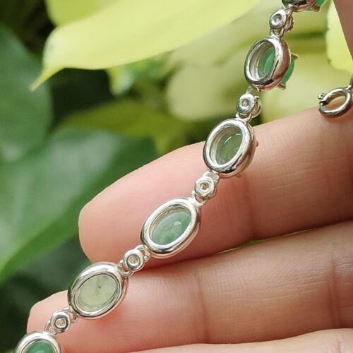 Verdant Harmony Jadeite Cabochon Bracelet - Jalan Meragi Road SG Y.P.Q Certified testing - approved 5