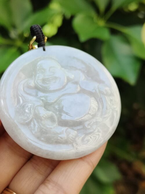 Natural Jadeite Jade Laughing Buddha Pendant - Jalan Meragi Road Singapore Y.P.Q certified quality testing - approved 9