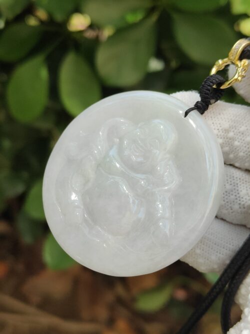 Natural Jadeite Jade Laughing Buddha Pendant - Jalan Meragi Road Singapore Y.P.Q certified quality testing - approved 7
