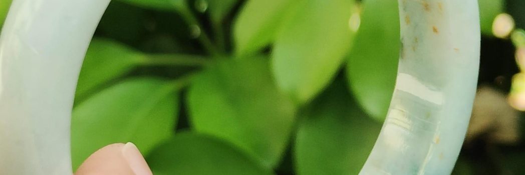 Cart image - 60.8mm peace bangle bracelet - light green with green and golden yellow patches natural type a jadeite jade image 2